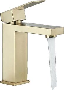 Rubinetto per lavabo, montato a soffitto, acciaio inossidabile resistente, oro spazzolato corto