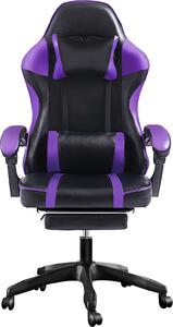 AIORBER Sedia da gioco, Girevole a 360°, Spina lombare regolabile, Morbida e confortevole, Ergonomica, Sedia da ufficio, Per camera da letto, Ufficio, 65x65x123cm, Viola