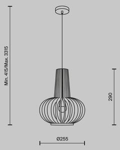 Maytoni MOD193PL-01W - Lampadario a sospensione con filo ROOTS 1xE27/40W/230V diametro 22,5 cm beige