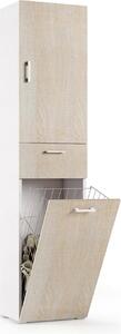 Dmora Armadio Multiuso 2 Ante Aryanne 32x195h cm Bianco, 2 Ante Cestello Portabiancheria Italy