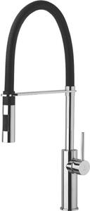 Paffoni Light - Miscelatore per lavello con braccio flessibile, cromo/nero opaco LIG179CRNO
