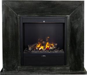 Caminetto a vapore acqueo Xaralyn -Nero EAL-SBP - pietra naturale lucida nera - riscaldamento 1500 Watt - con telecomando - caminetto elettrico Opti-Myst - caminetto da incasso incluso - caminetto decorativo