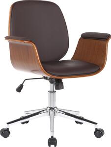 Sedia girevole ergonomica - sedia da ufficio - Similcuoio, facile da pulire, posizione di seduta confortevole | colore: noce/marrone