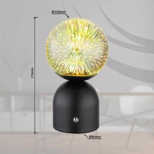 Globo Lampada LED da tavolo Julsy, nera, 3D, altezza 21 cm, CCT