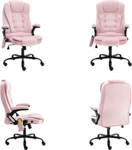 VidaXL Sedia da ufficio massaggiante in velluto rosa - Sedia da ufficio - Sedie da ufficio - Sedia da ufficio massaggiante - Sedie da ufficio massaggianti