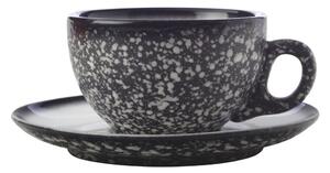 Tazza in ceramica nera con piattino Caviar Granite, 250 ml - Maxwell & Williams