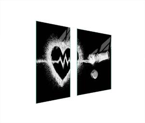 Piastre copri fornelli 2 pezzi 75x52 Copri piano cottura in Vetroceramica tagliere in vetro cuore nero