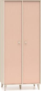 FURNLUX Armadio per bambini Mevel Rosa e Beige 80cm / Colore principale: Rosa / Dimensioni: 80 x 190 x 51 cm