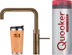"QUOOKER FUSION Square VAQ PRO3 ottone patinato e miscelatore 100°C (3FSPTN)" Miscelatore per lavello con funzione di acqua bollente a 100°C Inclusa tazza termica