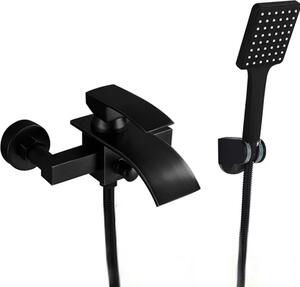 Miscelatore per vasca da bagno, stile contemporaneo, comando monocomando, nero a