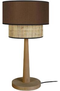 Lampade d’ufficio Tosel lampada da comodino tondo legno scuro e marrone