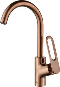 Rubinetto da lavello di design, verticale con bocca a U, color rame