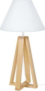 Lampade d’ufficio Tosel lampada da comodino tondo legno naturale e bianco