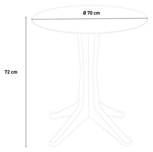 Tavolo da giardino Levante struttura e superficie in polipropilene bianco per 2 persone Ø 70 cm