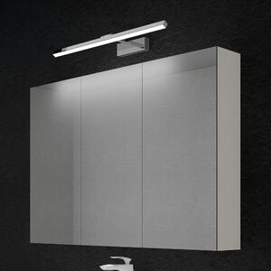 Doporro Armadietto a Specchio 100x15x70cm con Lampada da Specchio LED per Bagno 60cm, 14W 4000K, Specchiera Bagno Mobilettto da Parete Bianco con 3 Ante e Applique Specchio Cromo, Spiegelschrank 02