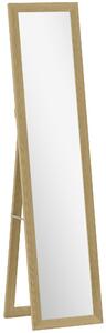 HOMCOM Specchio Verticale da Parete o da Terra con Cornice in MDF, 37x40x155 cm, Quercia e Trasparente | Aosom Italy
