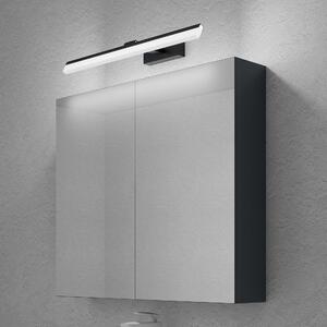 Doporro Armadietto a Specchio 80x15x70cm con Lampada da Specchio per Bagno 60cm, 14W 6000K, Specchiera Bagno Mobilettto da Parete Antracite Opaco con 2 Ante e Applique Specchio, Spiegelschrank 02