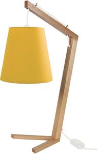 Lampade d’ufficio Tosel lampada da comodino tondo legno naturale e giallo