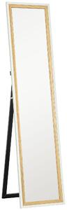 HOMCOM Specchio da Terra a Figura Intera con Cornice Effetto Legno 157 x 37 cm, Bianco | Aosom Italy