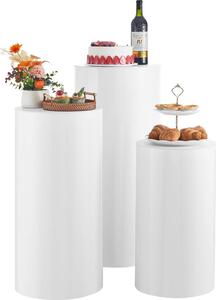 Portafiori decorativo a colonna - Set di piedistalli a cilindro in 3 pezzi - Altezze 60/75/90 cm - Portata 15 kg - Piedistalli rotondi - Con coperchio in PVC - Bianco