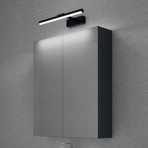 Doporro Armadietto a Specchio 60x15x70cm con Lampada da Specchio LED per Bagno 40cm, 9W 4000K, Specchiera Bagno Mobilettto da Parete Antracite Opaco con 2 Ante e Applique Specchio, Spiegelschrank 02