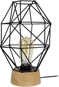 Lampade d’ufficio Tosel lampada da comodino tondo legno naturale e nero