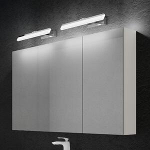 Doporro Armadietto a Specchio 120x15x70cm con Lampada da Specchio per Bagno 40cm*2, 9W 6000K, Specchiera Bagno Mobilettto da Parete Bianco con 3 Ante e Applique Specchio Bianco, Spiegelschrank 02