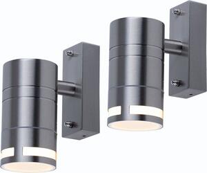 Set di 2 lampade da parete LED RGB, telecomando, acciaio inox, vetro
