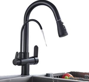 Rubinetto da cucina, design estraibile, rubinetto con filtro per l'acqua, nero A
