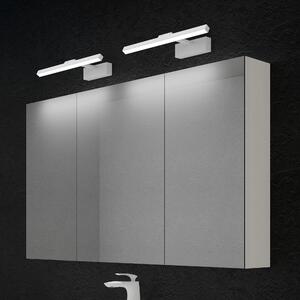 Doporro Armadietto a Specchio 120x15x70cm con Lampada da Specchio LED per Bagno 40cm*2, 9W, Specchiera Bagno Mobilettto da Parete Bianco con 3 Ante e Applique Specchio Bianco, Spiegelschrank 02