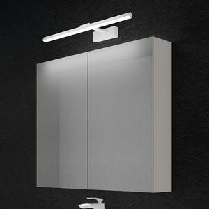 Doporro Armadietto a Specchio 80x15x70cm con Lampada da Specchio LED per Bagno 60cm, 14W 4000K, Specchiera Bagno Mobilettto da Parete Bianco con 2 Ante e Applique Specchio Bianco, Spiegelschrank 02