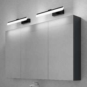 Doporro Armadietto a Specchio 120x15x70cm con Lampada da Specchio per Bagno 40cm*2, 9W 6000K, Specchiera Bagno Mobilettto da Parete Antracite Opaco con 3 Ante e Applique Specchio, Spiegelschrank 02