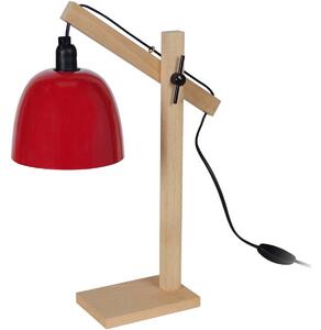 Lampade d’ufficio Tosel Lampada da scrivania tondo legno naturale e rosso