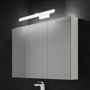 Doporro Armadietto a Specchio 100x15x70cm con Lampada da Specchio LED per Bagno 60cm, 14W 6000K, Specchiera Bagno Mobilettto da Parete Bianco con 3 Ante e Applique Specchio Bianco, Spiegelschrank 02