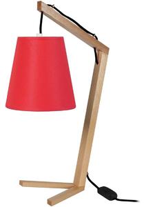 Lampade d’ufficio Tosel lampada da comodino tondo legno naturale e rosso
