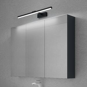 Doporro Armadietto a Specchio 100x15x70cm con Lampada da Specchio LED per Bagno 60cm, 14W, Specchiera Bagno Mobilettto da Parete Antracite Opaco con 3 Ante e Applique Specchio, Spiegelschrank 02