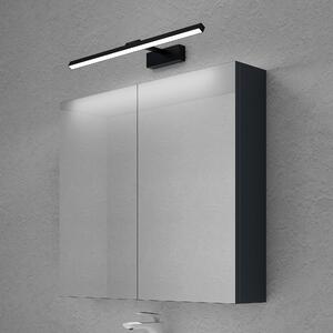 Doporro Armadietto a Specchio 80x15x70cm con Lampada da Specchio per Bagno 60cm, 14W 4000K, Specchiera Bagno Mobilettto da Parete Antracite Opaco con 2 Ante e Applique Specchio, Spiegelschrank 02