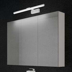 Doporro Armadietto a Specchio 100x15x70cm con Lampada da Specchio LED per Bagno 60cm, 14W 4000K, Specchiera Bagno Mobilettto da Parete Bianco con 3 Ante e Applique Specchio Bianco, Spiegelschrank 02
