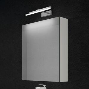 Doporro Armadietto a Specchio 60x15x70cm con Lampada da Specchio LED per Bagno 40cm, 9W 4000K, Specchiera Bagno Mobilettto da Parete Bianco con 2 Ante e Applique Specchio Cromo, Spiegelschrank 02
