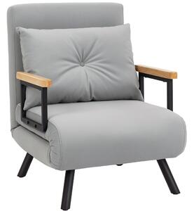 HOMCOM Poltrona Letto Pieghevole 4 in 1, Schienale Regolabile a 5 Livelli e Cuscino 63x73x81 cm Grigio | Aosom Italy