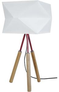 Lampade d’ufficio Tosel Lampada da tavolo tondo legno naturale, rosso e bianco