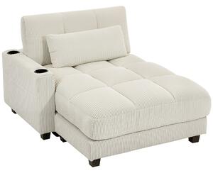 HOMCOM Poltrona letto con cuscino e porta-bicchiere, in schiuma, Bianco crema | Aosom Italy