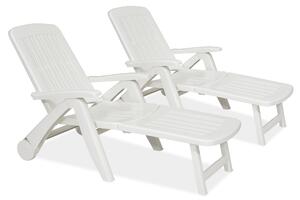 Set di due bianche sedie a sdraio da giardino Cancun Bica