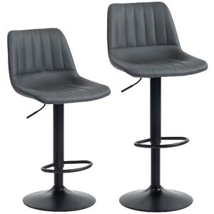 HOMCOM Set da 2 sgabelli da bar dal design retrò, con poggiapiedi, altezza regolabile, 43 cm x49,5 cm x 111 cm | Aosom Italy