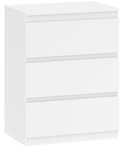 HOMCOM Cassettiera con 3 cassetti, in truciolato, 60cm x 40cm x 79cm Bianco | Aosom Italy