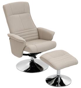 HOMCOM Poltrona relax reclinabile 135° girevole 360° con poggiapiedi rivestimento in tessuto beige | Aosom Italy