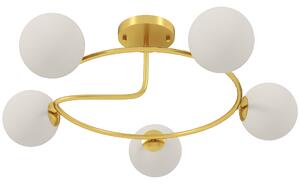 HOMCOM Lampadario moderno, a 5 luci con portalampade G9, Oro e bianco | Aosom Italy