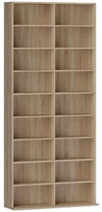 HOMCOM Scaffale CD/DVD 9 livelli con 18 scomparti e ripiani regolabili, Legno naturale | Aosom Italy