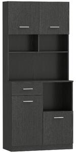 HOMCOM Mobile cucina, credenza con cassetto, ante con chiusura ammortizzata, 80 x 35 x 180 cm, Nero | Aosom Italy