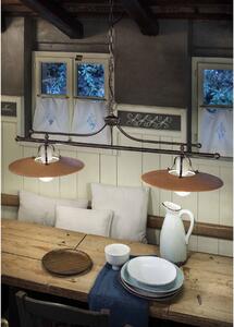 FerroLuce Lampada a sospensione rustica con doppio diffusore in ceramica dipinto a mano Bologna Ceramica,Metallo E27 75W 2 Lampadine Sospensioni Classiche,Sospensioni Rustiche Sospensioni per Cucina